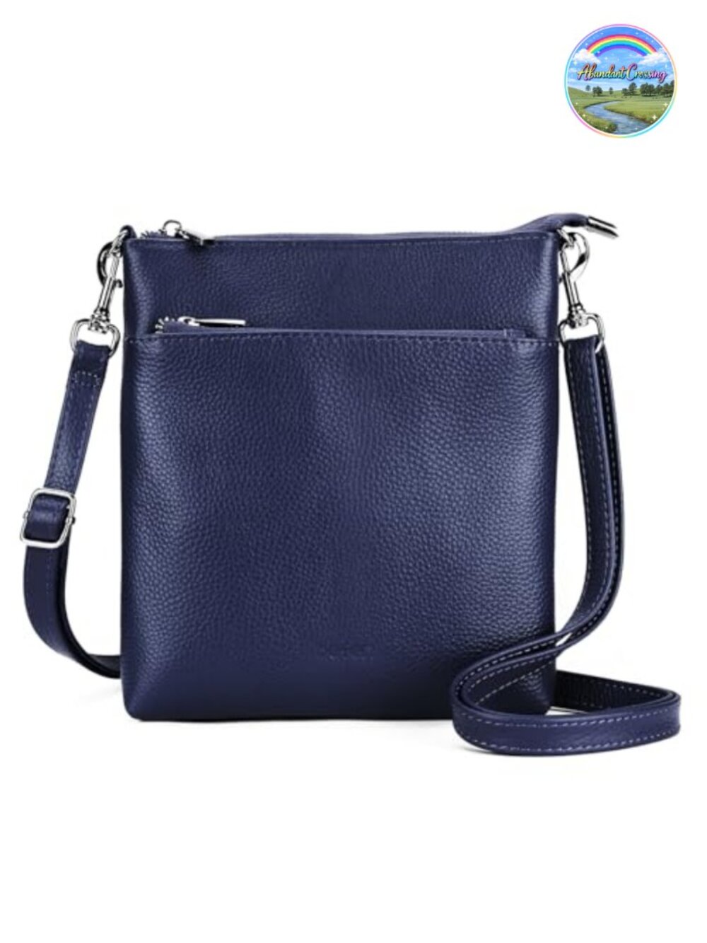 Genuine Pebble Leather Crossbody Purse Small Travel Bag Adjustable Strap